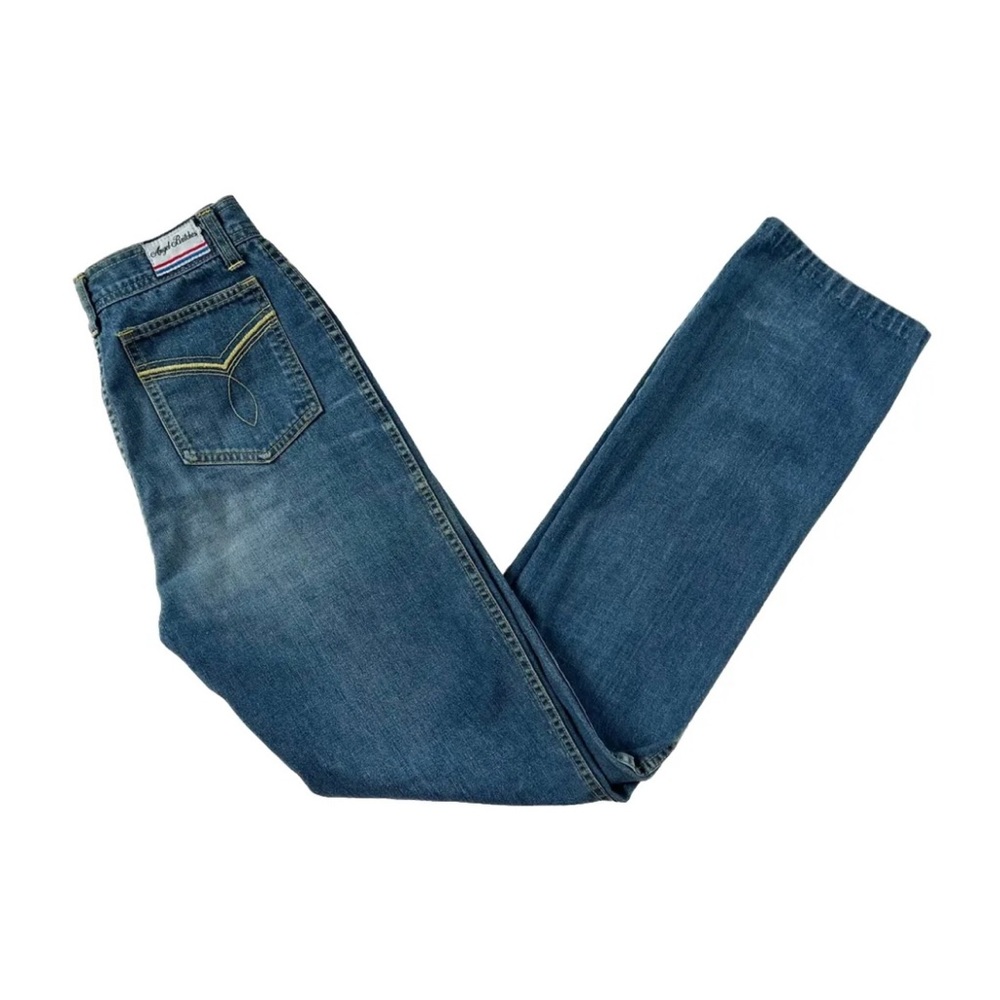 VTG 1980s Angel Britches Blue Cotton Denim High Rise Slim Straight Leg Jeans W25